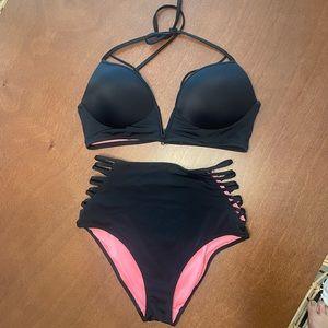 Victorias Secret PINK high waisted bikini set in black